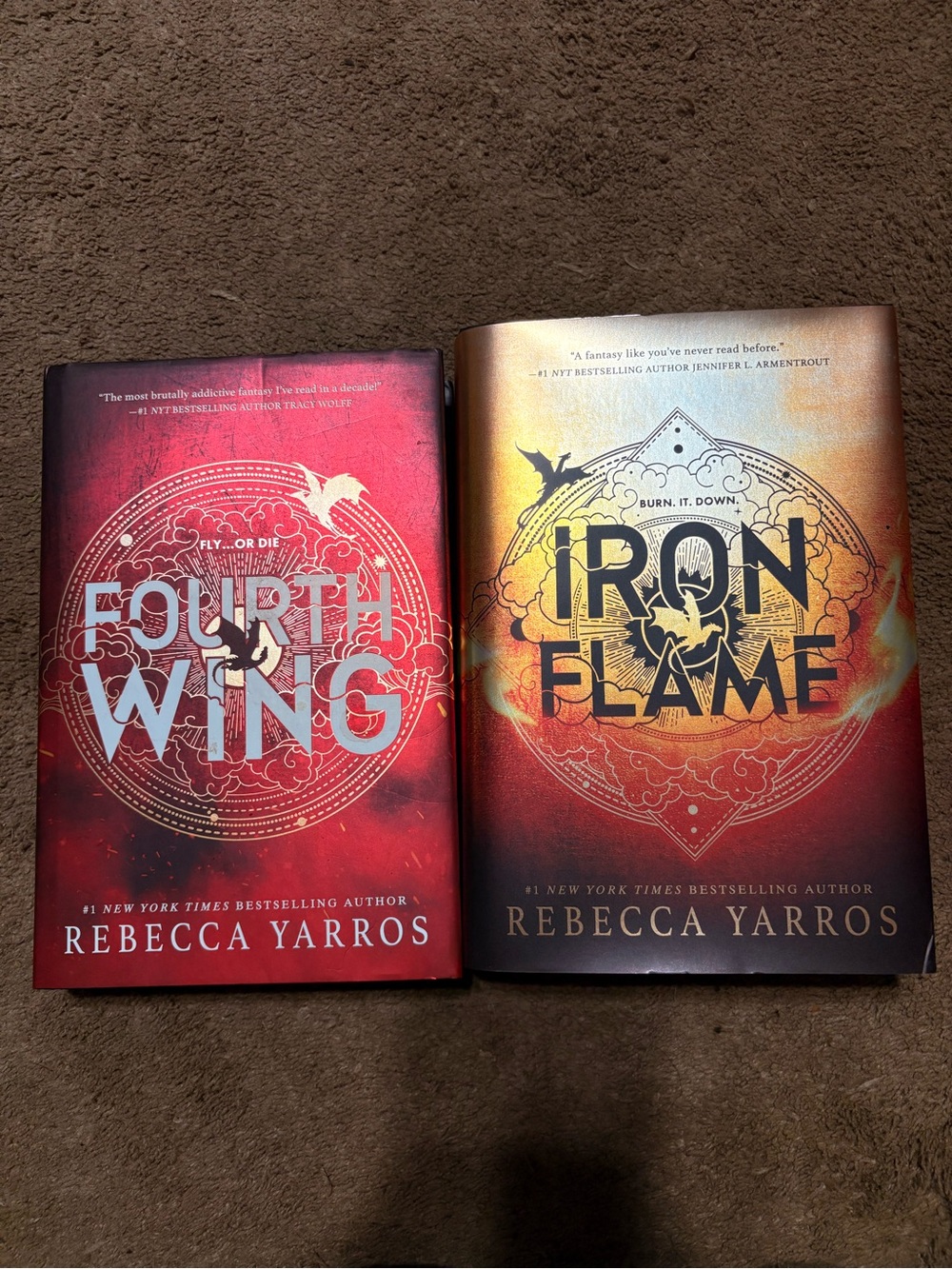 Fourth Wing & Iron Flame Hardcover Book Set - Red and Gold Covers